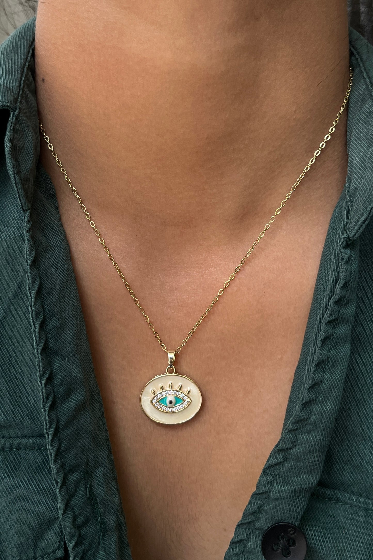Enamel Evil eye Necklace