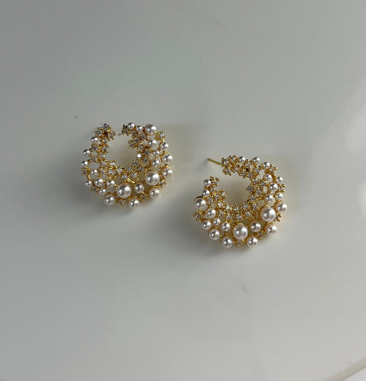 The Iris Pearl Stud Hoops