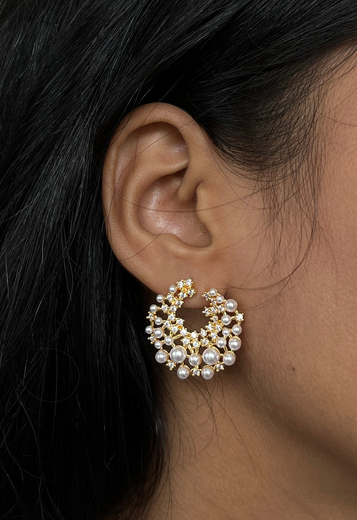 The Iris Pearl Stud Hoops
