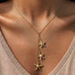 Gold Starfish Cascade Lariat Necklace