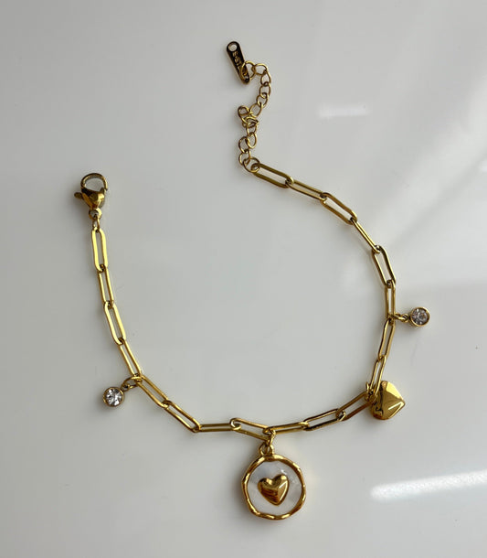 Golden Heart Charm Bracelet