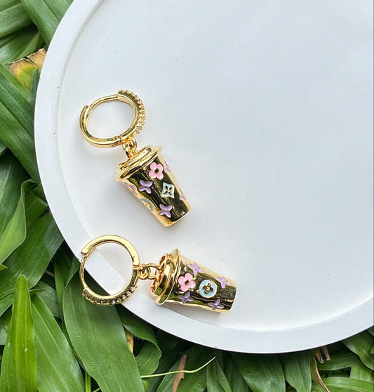 Golden Bloom Cup Hoop Earrings