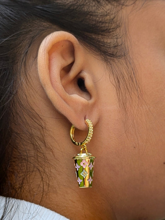 Golden Bloom Cup Hoop Earrings