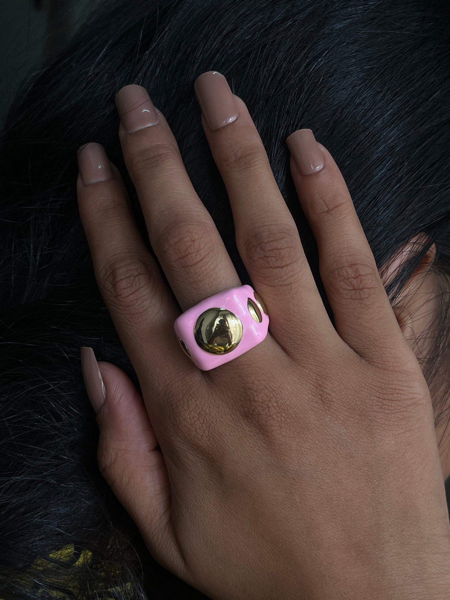 Pink Enamel Ring