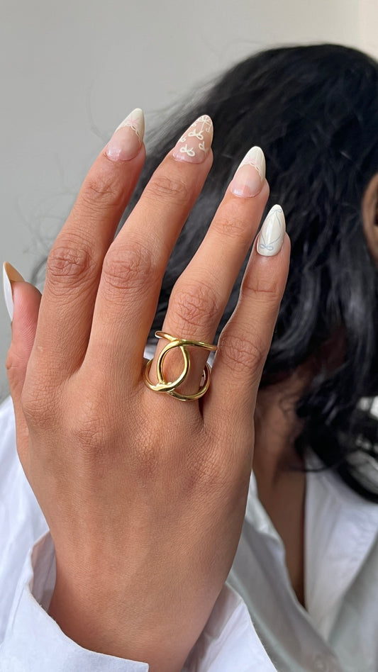 Golden Orbit Duo Ring
