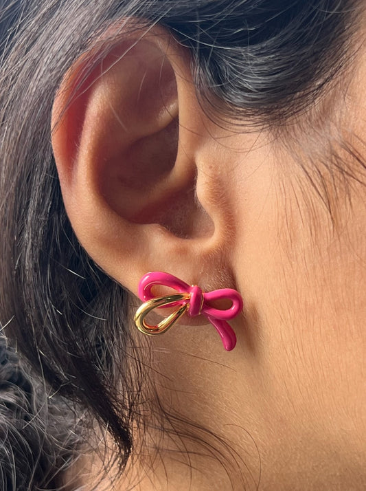 Enamel Bow Earrings
