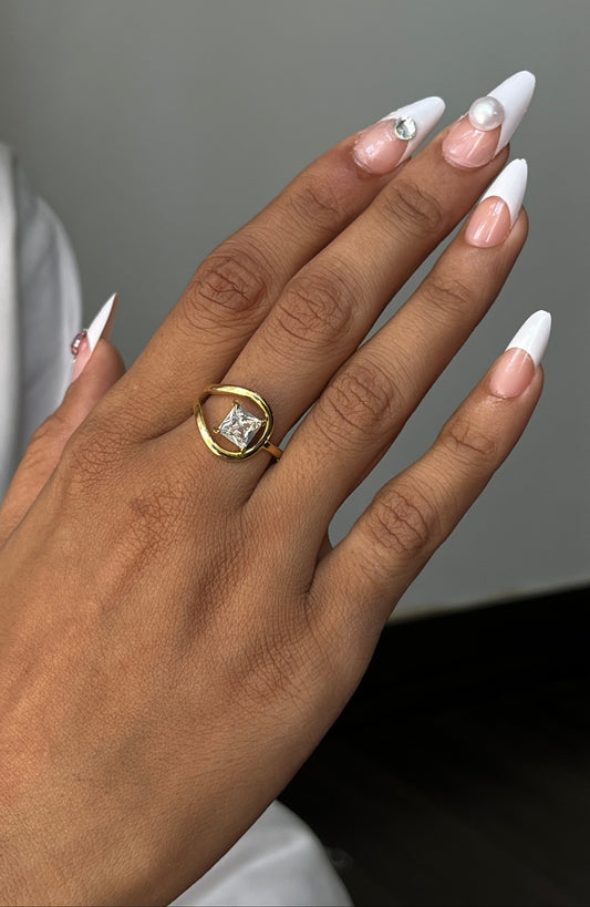 Princess Solitaire Adjustable Ring