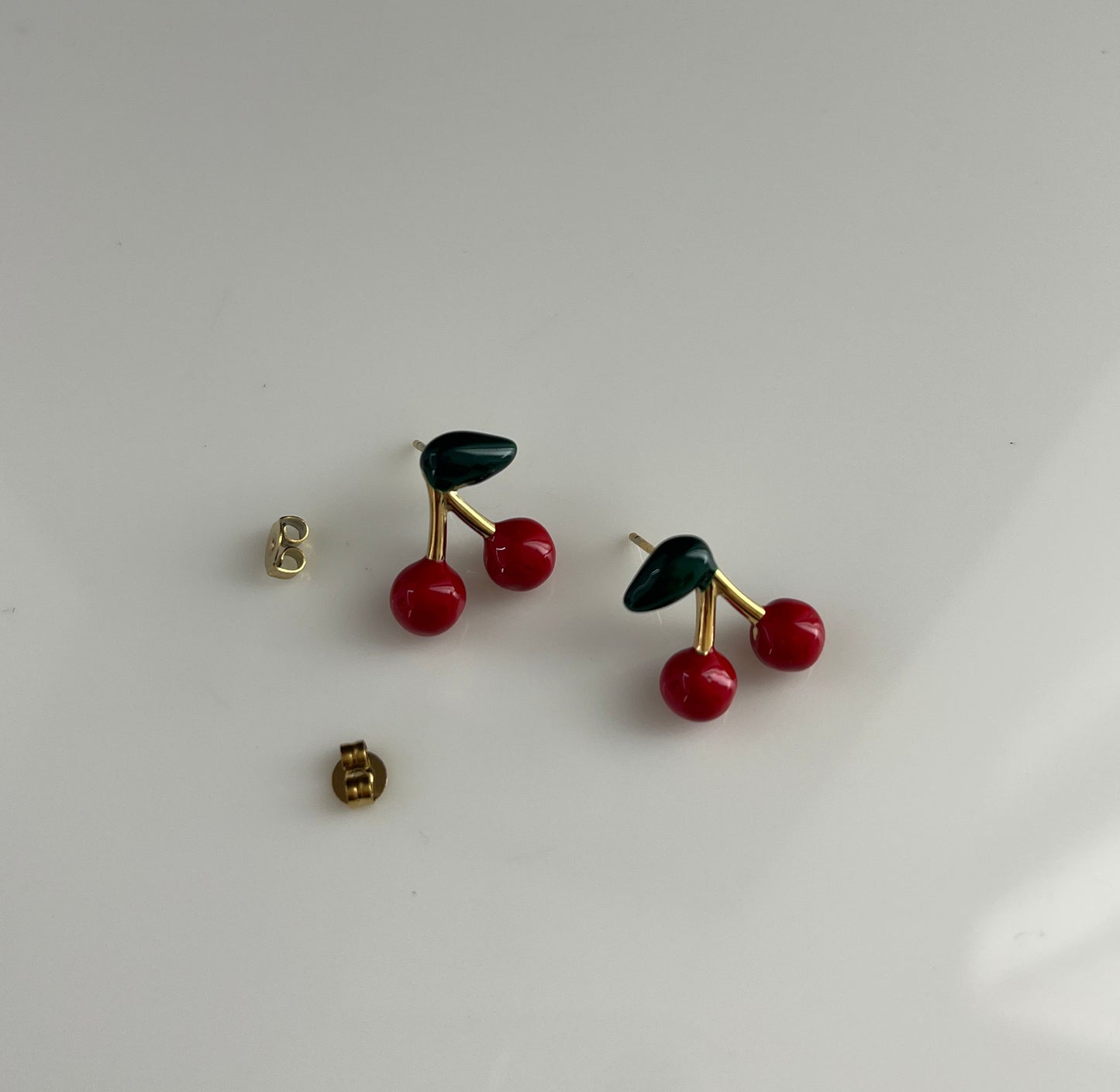 Enamel Cherry Ear-studs