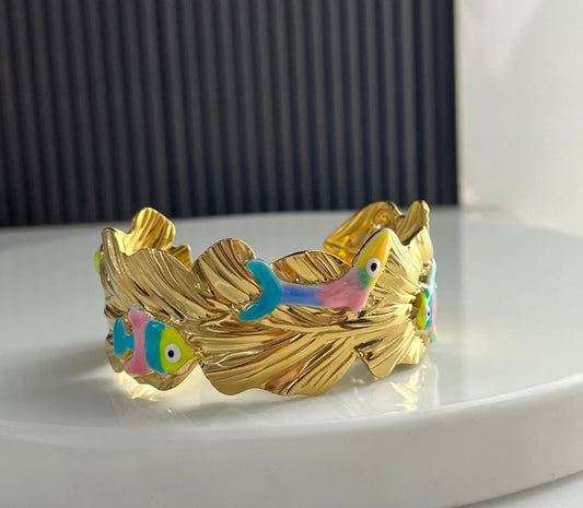 Enamel Fish Statement Bracelet