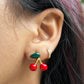 Enamel Cherry Ear-studs